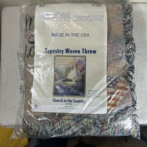 NWT Nicky Boehme Blanket Throw Psalm 122:1 Church Fringe Afghan Tapestry Easter